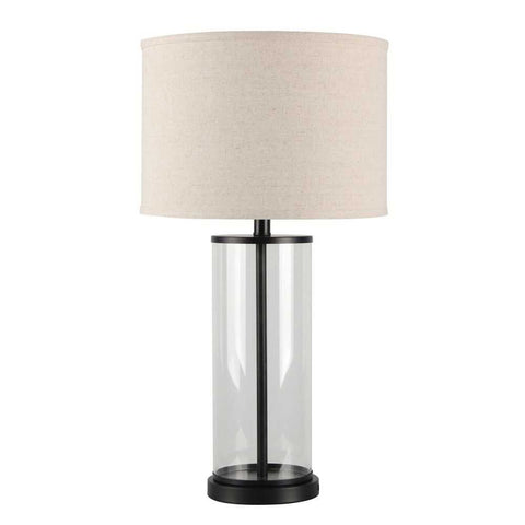 Left Bank Table Lamp - Black w Natural Shade - Left Bank Table Lamp - Black w Natural Shade - Eleganté