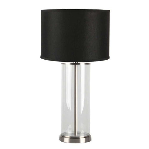 Left Bank Table Lamp - Nickel w Black Shade - Left Bank Table Lamp - Nickel w Black Shade - Eleganté