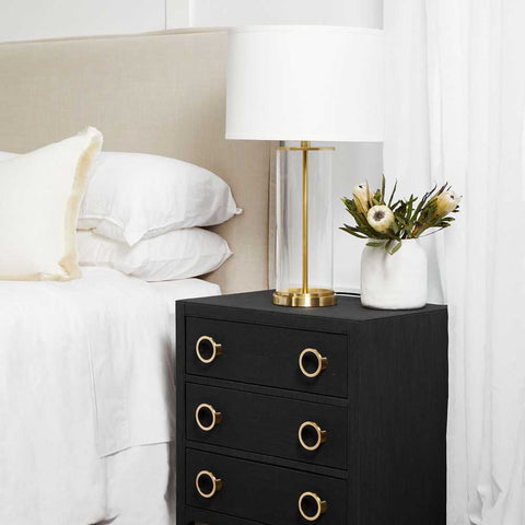 Left Bank Table Lamp - Brass w White Shade - Left Bank Table Lamp - Brass w White Shade - Eleganté