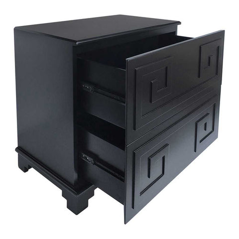 Greek Key Bedside Table - Black - Bedside Tables - Eleganté