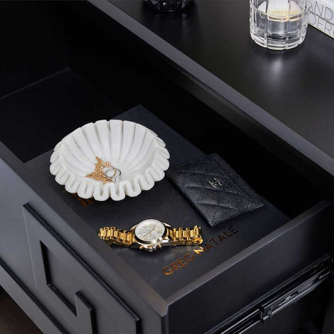 Greek Key Bedside Table - Black - Bedside Tables - Eleganté