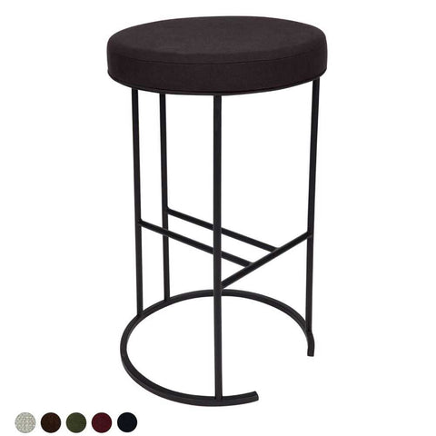 Blackley Black Iron Kitchen Stool - Black Linen - Kitchen and Bar Stools - Eleganté
