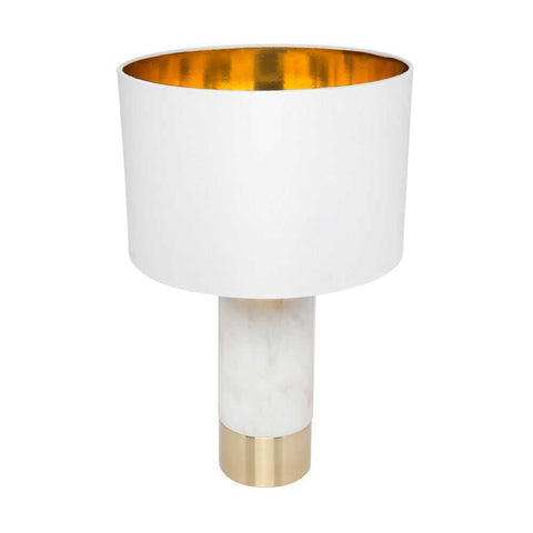 Paola Marble Table Lamp - White w White Shade - Paola Marble Table Lamp - White w White Shade - Eleganté