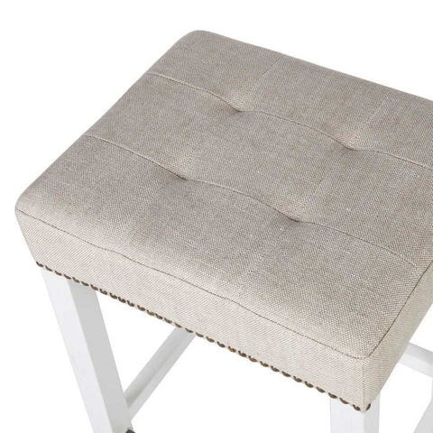 Canyon White Kitchen Stool - Natural Linen - Kitchen and Bar Stools - Eleganté