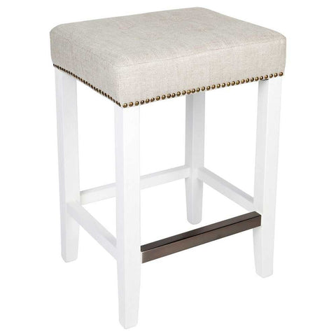 Canyon White Kitchen Stool - Natural Linen - Kitchen and Bar Stools - Eleganté