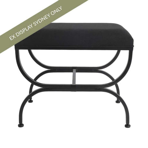 Novak Black Iron Stool - Black Linen - OUTLET NSW - Novak Black Iron Stool - Black Linen - OUTLET NSW - Eleganté