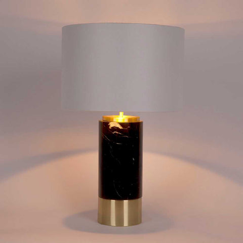 Paola Marble Table Lamp - Black w White Shade - Paola Marble Table Lamp - Black w White Shade - Eleganté