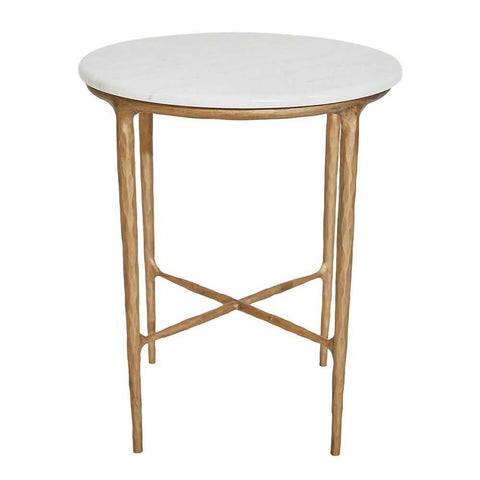 Heston Marble Round Side Table - Brass - Side Tables - Eleganté