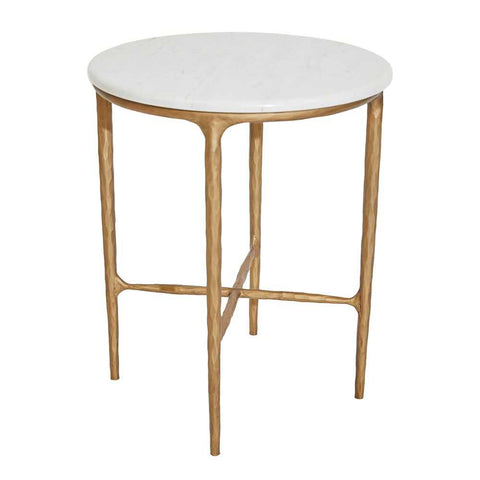 Heston Marble Round Side Table - Brass - Side Tables - Eleganté
