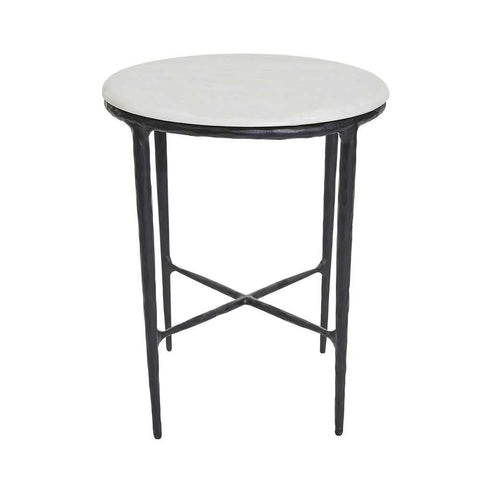 Heston Marble Round Side Table - Black - Side Tables - Eleganté