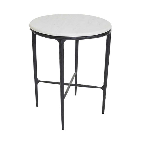 Heston Marble Round Side Table - Black - Side Tables - Eleganté