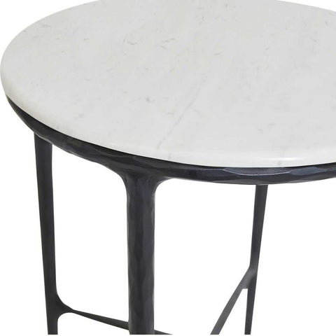 Heston Marble Round Side Table - Black - Side Tables - Eleganté