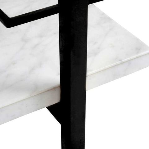 Franklin White Marble Bar Cart - Black - Franklin White Marble Bar Cart - Black - Eleganté