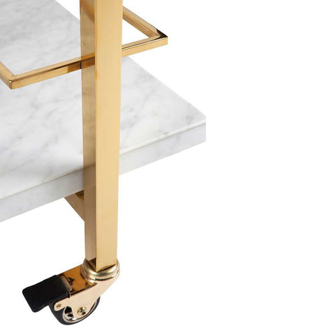 Franklin White Marble Bar Cart - Gold - Franklin White Marble Bar Cart - Gold - Eleganté