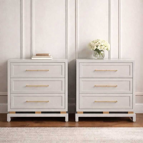Pearl Bedside Table - Large Grey Set of 2 - Bedside Tables - Eleganté