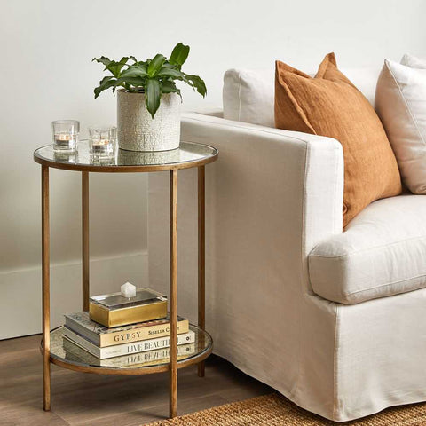 Cocktail Mirrored Side Table - Antique Gold - Side Tables - Eleganté