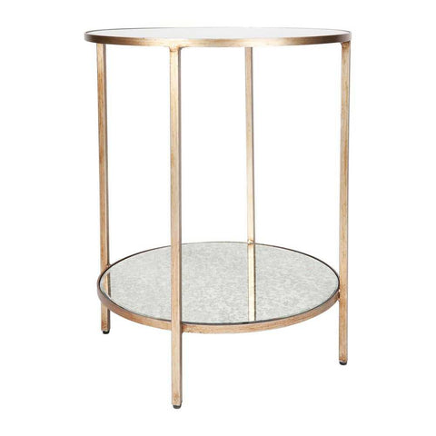 Cocktail Mirrored Side Table - Antique Gold - Side Tables - Eleganté