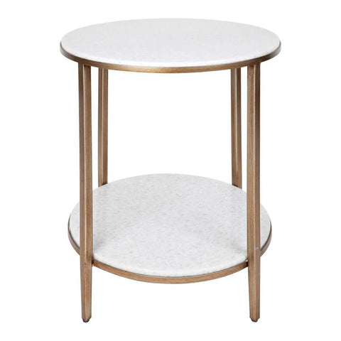 Chloe Stone Side Table - Antique Gold - Side Tables - Eleganté