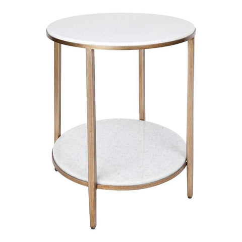 Chloe Stone Side Table - Antique Gold - Side Tables - Eleganté