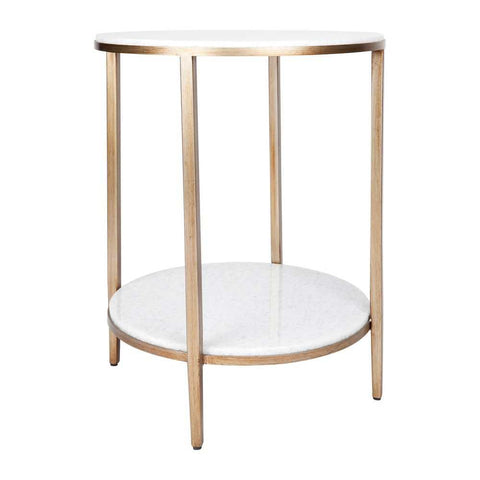 Chloe Stone Side Table - Antique Gold - Side Tables - Eleganté