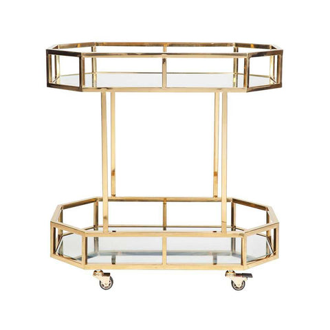 Brooklyn Mirrored Bar Cart - Gold - Brooklyn Mirrored Bar Cart - Gold - Eleganté