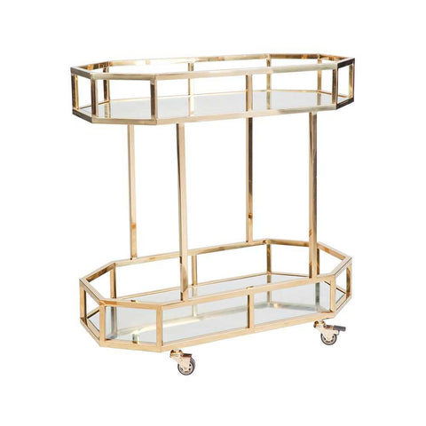 Brooklyn Mirrored Bar Cart - Gold - Brooklyn Mirrored Bar Cart - Gold - Eleganté