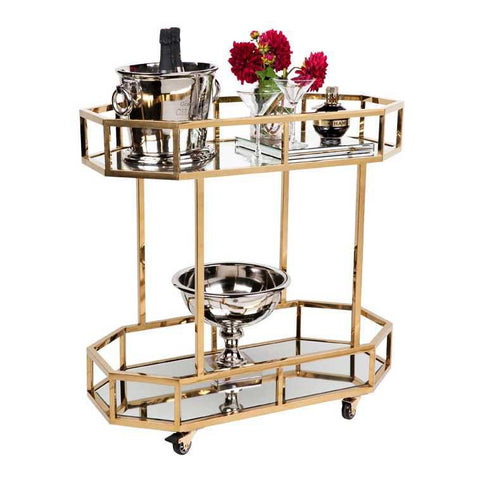 Brooklyn Mirrored Bar Cart - Gold - Brooklyn Mirrored Bar Cart - Gold - Eleganté