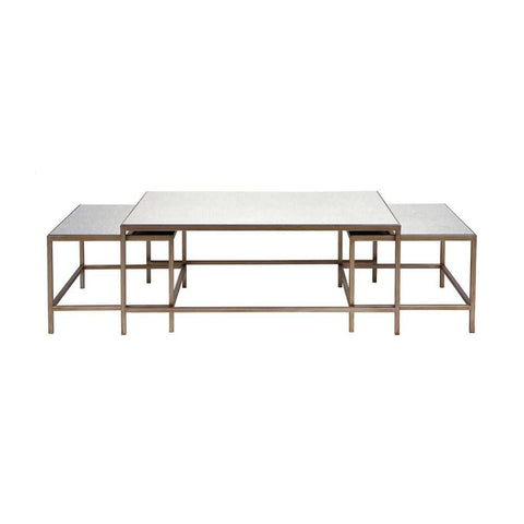 Cocktail Mirrored Nesting Coffee Tables - Antique Gold - Coffee Tables - Eleganté