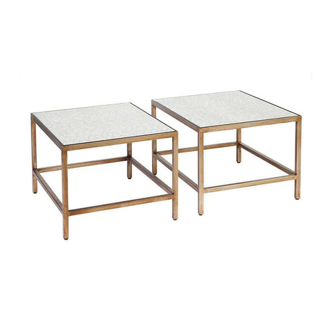 Cocktail Mirrored Nesting Coffee Tables - Antique Gold - Coffee Tables - Eleganté