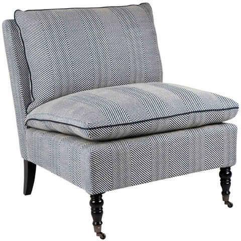 Candace Occasional Chair - Chevron Blue Linen - Occasional Chairs - Eleganté