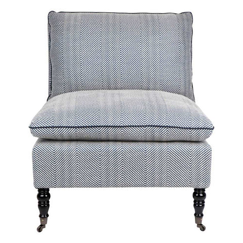 Candace Occasional Chair - Chevron Blue Linen - Occasional Chairs - Eleganté