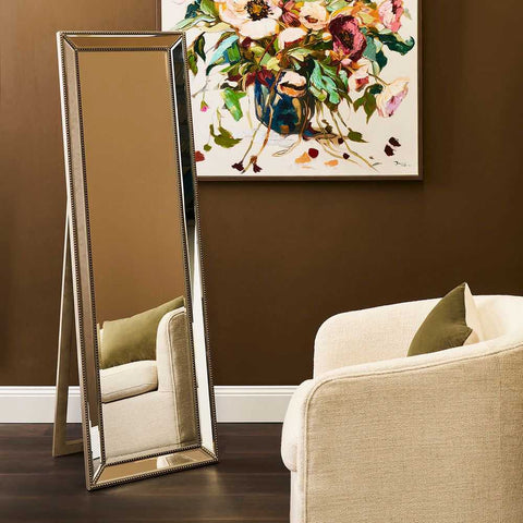 Zeta Cheval Mirror - Antique Silver - Floor Mirrors - Eleganté