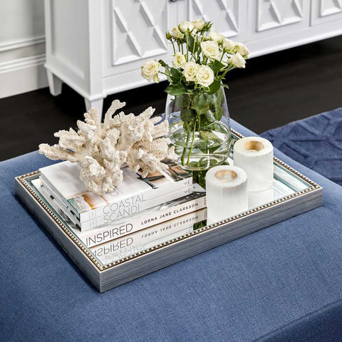 Zeta Mirror Tray - Medium Antique Silver - Trays - Eleganté