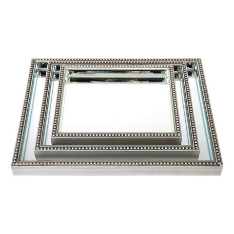 Zeta Mirror Tray - Small Antique Silver - Trays - Eleganté