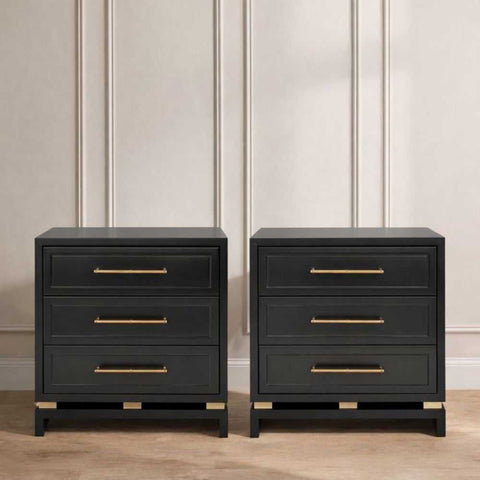 Pearl Bedside Table - Large Black Set of 2 - Bedside Tables - Eleganté