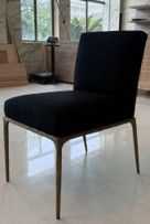 Heston Brass Dining Chair - Black Linen - OUTLET NSW - Heston Brass Dining Chair - Black Linen - OUTLET NSW - Eleganté