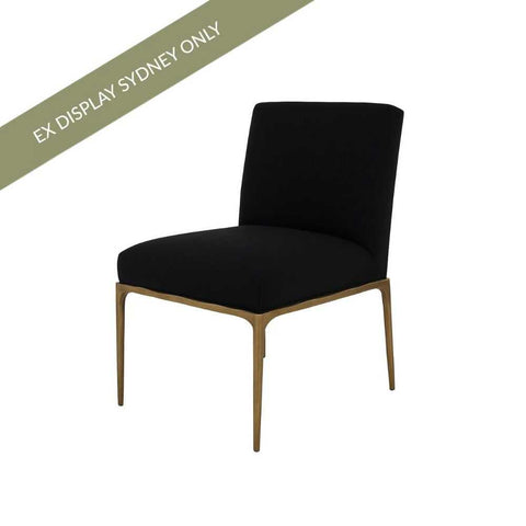 Heston Brass Dining Chair - Black Linen - OUTLET NSW - Heston Brass Dining Chair - Black Linen - OUTLET NSW - Eleganté