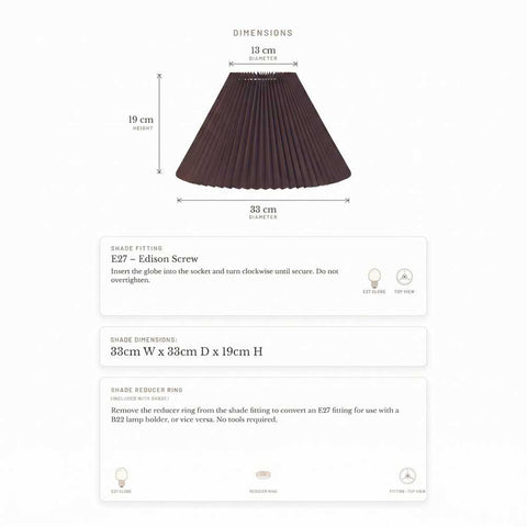 Anya Pleated Empire Shade - Small Espresso - Anya Pleated Empire Shade - Small Espresso - Eleganté