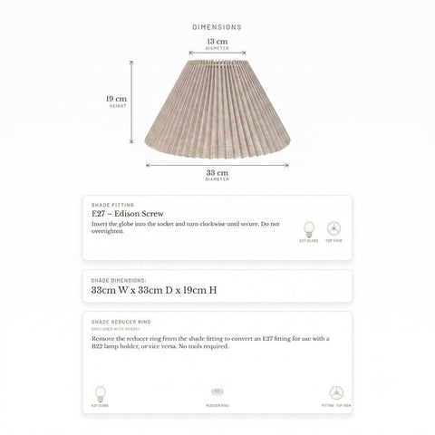 Anya Pleated Empire Shade - Small Natural - Anya Pleated Empire Shade - Small Natural - Eleganté