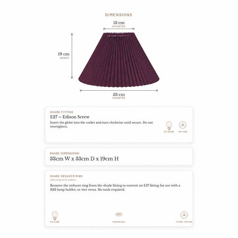 Anya Pleated Empire Shade - Small Plum - Anya Pleated Empire Shade - Small Plum - Eleganté