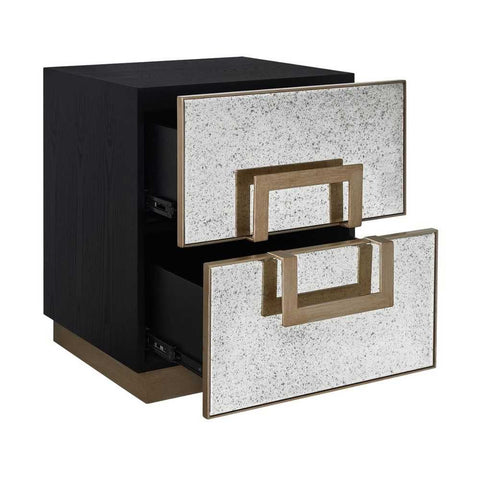 Mira 50x60cm Mirrored Bedside Table - Antique Gold - Bedside Tables - Eleganté