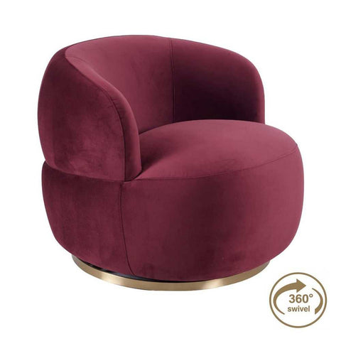 Tubby Swivel Arm Chair - Mulberry Velvet - Occasional Chairs - Eleganté