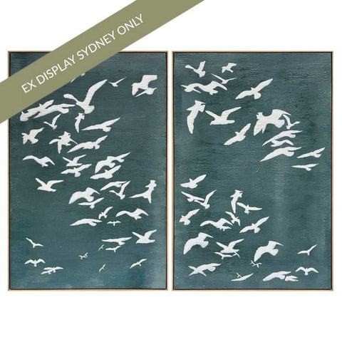 Migration Set of Two Oil on Canvas Painting - Green - OUTLET NSW - Migration Set of Two Oil on Canvas Painting - Green - OUTLET NSW - Eleganté