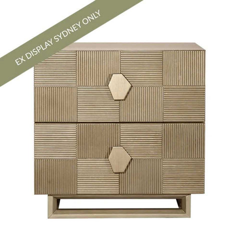 Alton 65x65cm Bedside Table - Antique Gold - OUTLET NSW - Alton 65x65cm Bedside Table - Antique Gold - OUTLET NSW - Eleganté