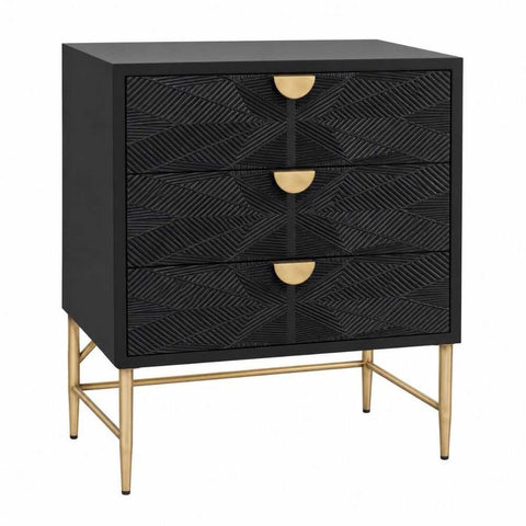 Beatrice 80cm 3 Drawer Chest - Black - OUTLET NSW