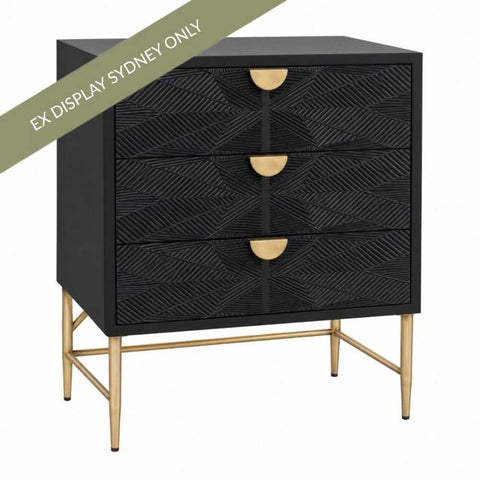 Beatrice 80cm 3 Drawer Chest - Black - OUTLET NSW