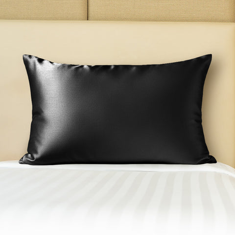 Black / King 100% 22mm Mulberry Silk Pillowcase - - Eleganté
