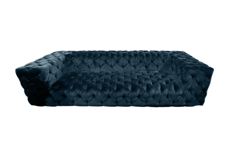 Velvet Blue Tufted 4 Seat Sofa - Sofa - Eleganté