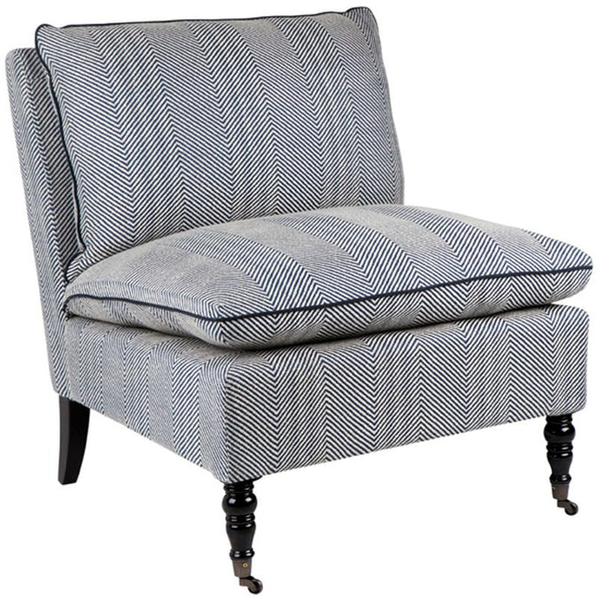  Candace Occasional Chair - Chevron Blue Linen - Seating - Eleganté