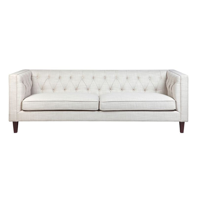  Tuxedo 3 Seater Tufted Sofa - Natural Linen - Sofas - Eleganté